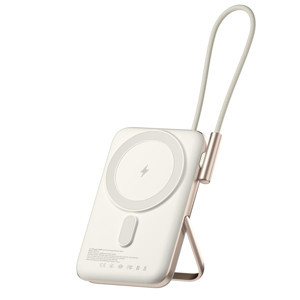 Juo Magsafe Powerbank 10000 mAh Standlı 20W Dahili Type-C Kablolu Taşınabilir Hızlı Şarj Cihazı Beyaz - Image 1