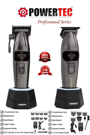 Powertec TR-4646 & TR-2626 Profesyonel Tıraş Makinesi 2'li Set | Erkek Bakım Seti - Image 1