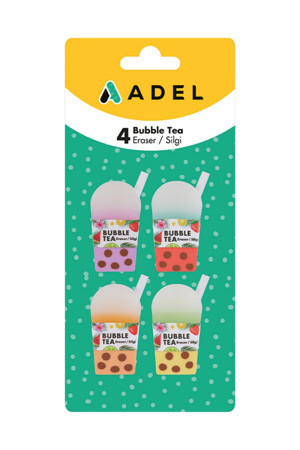 Bubble Tea Silgi 4'lü Set,Toz Bırakmayan,Parçalanmaz,Eğlenceli Tasarım,Blister Ambalaj - Image 1