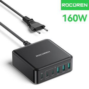 Rocoren 160W 3*Type-C ve 3*USB-A 6 Portlu Şarj Cihazı Laptop Uyumlu GaN Masaüstü Şarj İstasyonu - Image 1