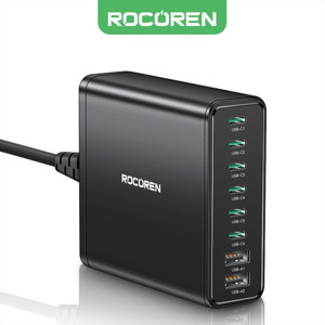 Rocoren 200W Gan 8 Portlu Şarj Cihazı 6*Type-C 2*Usb-A Macbook İphone Samsung Uyumlu Şarj İstasyonu - Image 1