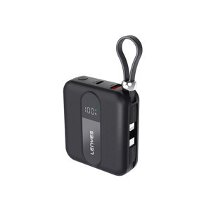Lenyes P562L Dijital Led Göstergeli Type-C Ve Lightning Kablolu Powerbank 22.5W 10000Mah Siyah - Image 1