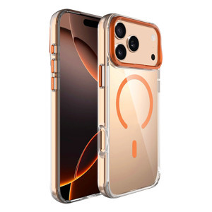 Maks Technology iPhone 17 Pro Max Kılıf M-safe Şarj Özellikli Airbagli Kamera Standlı MKST Azor Kapak - Turuncu - Image 1