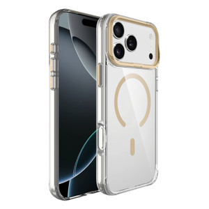 Maks Technology iPhone 17 Pro Max Kılıf M-safe Şarj Özellikli Airbagli Kamera Standlı MKST Azor Kapak - Gold - Image 1