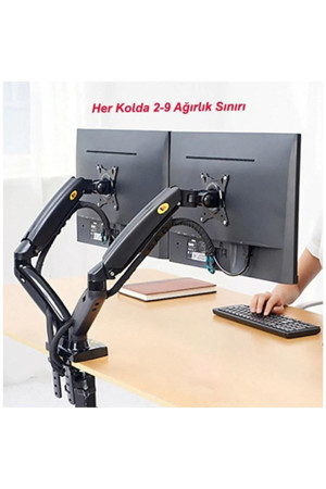 North Bayou Nb F160 Çift Kol Amortisörlü Monitör Tutucu 17-30" Lcd Led Monitör Tutucu-Siyah - Image 1