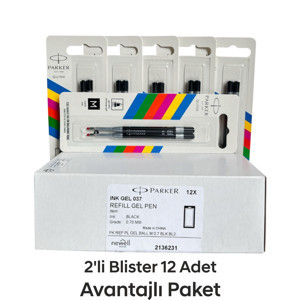 PARKER Jel Kalem Refill Plastik gövde 2'li Blister 12 Adet M uç Siyah - Image 1