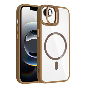 Maks Technology iPhone 17E Kılıf Standlı ve Kamera Lens Hediyeli M-Safe Şarj Özellikli MKST Etro Kapak - Desert Tita - Image 1