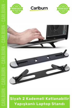 Özel Üretim Ergonomik Notebook Yükseltici Siyah 2 Kademeli Katlanabilir Yapışkanlı Laptop Standı - Image 1