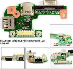 Dell inspiron N5110, M5110 Serisi Notebook Dc Power Jack, USB, VGA Soket Board - Image 1