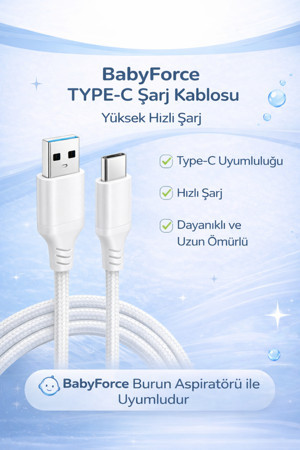 B-031 TYPE-C Şarj Kablosu – BabyForce Burun Aspiratörü ile Uyumlu Şarj Kablosu - Image 1