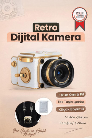 Vintage Dijital Kamera Selfie Video Vlog Kamerası Fotoğraf Makinesi CMR48 Beyaz - Image 1