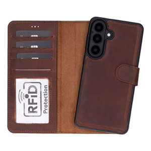 Samsung Galaxy S26 Uyumlu Manyetik Hakiki Deri Cüzdan Kılıf ,Cüzdan Taşımaya Son, Kredi Kart Yuvalı, Rfid Güvenlik - Image 1