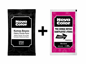 NOVA COLOR SİYAH KUMAŞ BOYASI + SABİTLEYİCİ  - Image 1