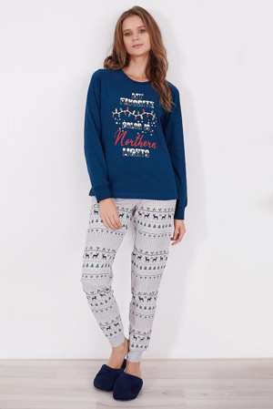 Roly Poly 2917 My Favorite Color Is Northern Nights Lacivert Kadın Uzun Kol Pijama Takım - Image 1
