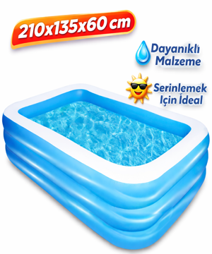 210X135X60cm Şişme Havuz 3 Katmanlı Yüzme Havuzları Aile ve çocuklar için Tatil Şişme Havuzu - Image 1