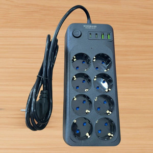 BiiShe® Akım Korumalı Termal Uzatma Kablosu – 8 Priz, 2 USB ve 2 Type-C Girişli, Güçlü Çoklu Priz - Image 1