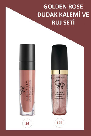 Golden Rose Longstay Likit Mat Ruj No:16 - Color Sensation Dudak Parlatıcısı No:105 - Image 1