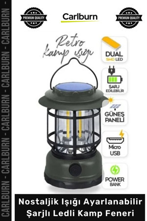 #KampFeneri Retro Vintage USB Dekoratif Bahçe Nostaljik Işığı Ayarlanabilir Şarjlı Ledli Kamp Feneri - Image 1