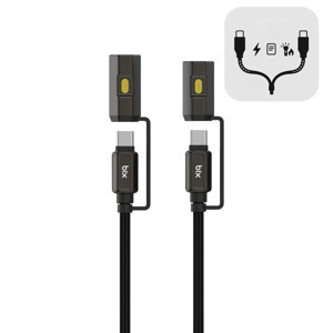 LED Fener ve Alevsiz Çakmak Fonksiyonlu Type-C Şarj ve Data Kablosu 120 cm Siyah - Image 1