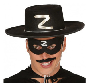 Z Logolu Yetişkin Zorro Şapkası ve Zorro Maskesi - Image 1