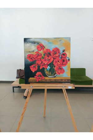 Home "el Yapımı Gelincik Yağlıboya Tablo - Özgün Sanat Eseri, Dekoratif Duvar Tablosu" - Image 1
