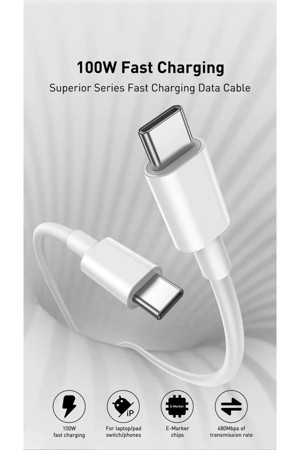 Type-C 100W Hızlı Şarj Kablosu Samsung İphone Huawei Uyumlu - Image 1