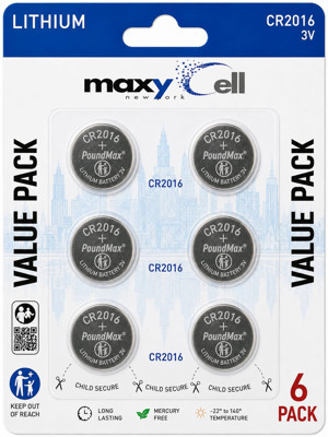 6 Adet MaxyCellLityum CR2016 düğme hücreli pil, 3 V | 1 x Blister - Image 1