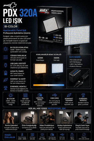 PDX 320A LED Işık | Bi-Color | Ayarlanabilir Panel - Image 1