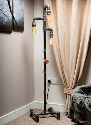 3 lü Endüstriyel Retro Lambader Vintage Borulardan Rustik Köşe Aydınlatma Lambası Ayaklı Lamba - Image 1