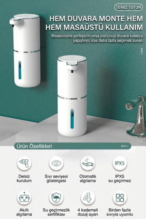 Vayomy Otomatik Köpük Sıvı Sabunluk Sensörlü Köpük Sabun Makinesi 380 ml USB Type-C Şarjlı FoamSmart - Image 1