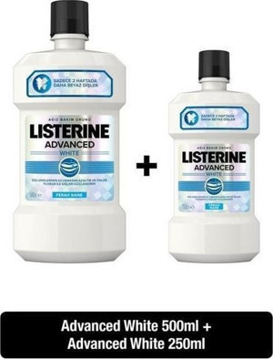 Listerine Advanced White Hafif Tat Alkolsüz Ağız Bakım Suyu 500 ml + 250 ml Set - Image 1