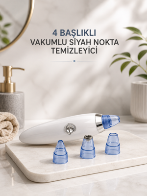 popüler Yeni Nesil Vakumlu Pilli Siyah Nokta ve Yüz Temizleme Cihazı 4 Başlıklı 2026 - Image 1