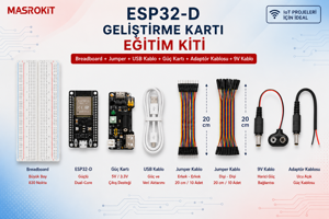 MASROKİT ESP32-D WiFi + Bluetooth Geliştirme Kartlı Eğitim Kiti (Breadboard + Jumper + Kablo+ Güç Modülü) - Image 1