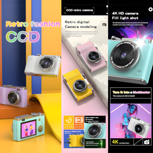 iDragon® LK-003 Mini Dijital Çocuk Fotoğraf Makinesi | Çift Lens, Retro Tasarım, HD Video Kayıt, 16x Zoom, Type-C - Image 1