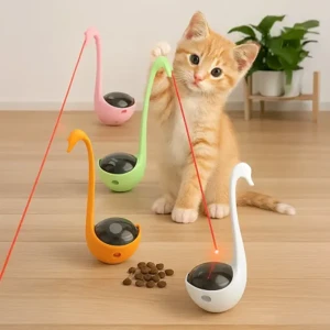 ETT7KN8 Kuğu Şeklinde Lazerli ve Mama Hazneli Kedi Oyuncağı ELKCXMH - Image 1