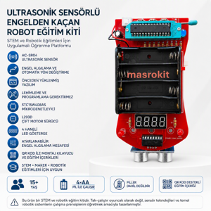 MASROKİT U2L-7716 Ultrasonik Sensörlü Engelden Kaçan Robot Eğitim Kiti (Sarı Motorlu) - Image 1