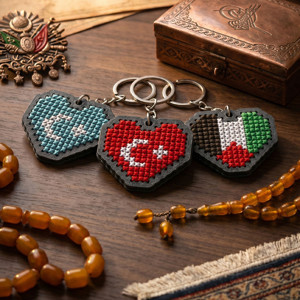 Etamina Terramina Serisi: Gönül Coğrafyası - Kardeşlik 3'lü Anahtarlık Etamin Çarpı İşi - Yeni Başlayanlar İçin Hobi Seti - Image 1