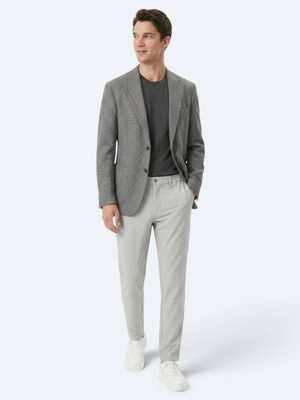 Gri Desenli Comfort Fit Yün Karışımlı Ceket - Image 1
