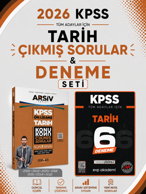 Marka 2026 KPSS Tarih Tüm Sınavlar Çıkmış Sorular & KPSS Tarih 6 Deneme EVP Akademi Seti - EVP Akademi - Image 1