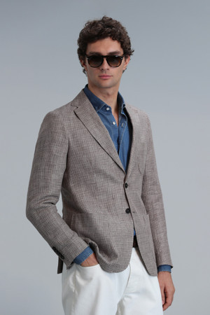 Luta Spor Erkek Blazer Ceket Slim Fit Kahverengi - Image 1
