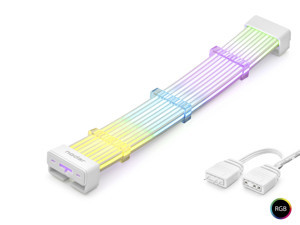 NODAR ND2813W 2x8 Pin ARGB PCIe GPU Güç Uzatma Kablosu Bükülebilir 2 mm 108 LED Beyaz - Image 1