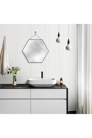 Adawall Çizgili Duvar Kağıdı | OCTAGON 1208-1, Beyaz, Elyaf Taban (Non-Woven) - 10.6 m² - Image 1