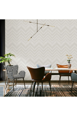 Adawall Zigzag Dokulu Duvar Kağıdı | OCTAGON 1207-1, Beyaz, Elyaf Taban (Non-Woven) - 10.6 m² - Image 1