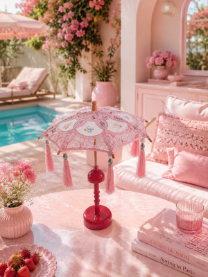 Missidea Vintage Soft Pink Bohem Dekoratif Şemsiye Lambası - Image 1