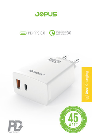 Jopus 45W Hızlı Şarj Aleti Başlığı 3.0A - Hızlı Şarj Başlığı USB / Type-C Çıkışlı Başlık - JO-S06 - Image 1