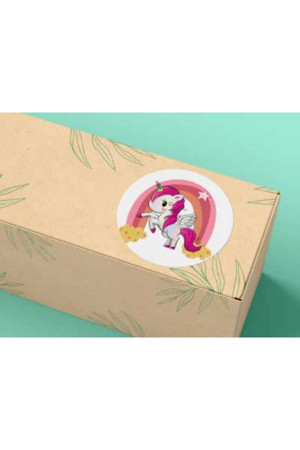 Pembe Unicorn Etiketi Yuvarlak Mat Çıkartma Cute Round Sticker 3 Cm (95 Adet) - Image 1
