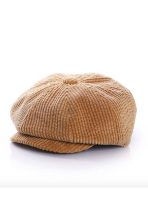Cap For Little Coolios- Açık Kahverengi Kadife Çocuk Kep Vintage - Image 1