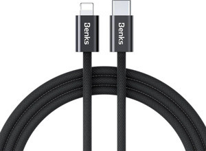 Benks iphone Kablo Uyumlu Benks D46 Type-C To Lightning Örgülü Şarj Ve Data Kablosu 60W 2 Metre 3.0 Siyah - Image 1