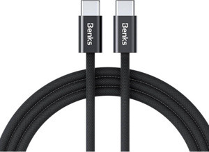 Benks Type-C To Type-C Pd Kablo Benks D46 Örgülü Şarj Ve Data Kablosu 60W 2 Metre 3.0 Siyah - Image 1