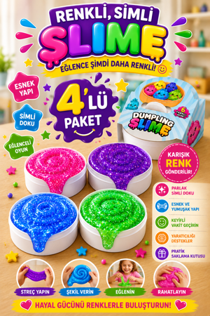 4'lü Slime Oyun Jeli Simli Streç Hamur Eğitici Duyusal Oyun Motor Beceri Geliştiren Oyuncak Renkli - Image 1